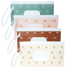 4 Pack Wipes Dispenser, on the GO, Portable Baby Wipe Case, Refillable Baby Wip