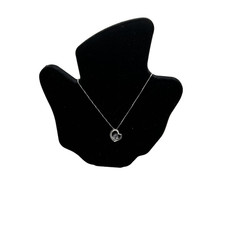 Sterling Silver Cubic Zirconia Heart With Cubic Zirconia Pendant Necklace NWOT