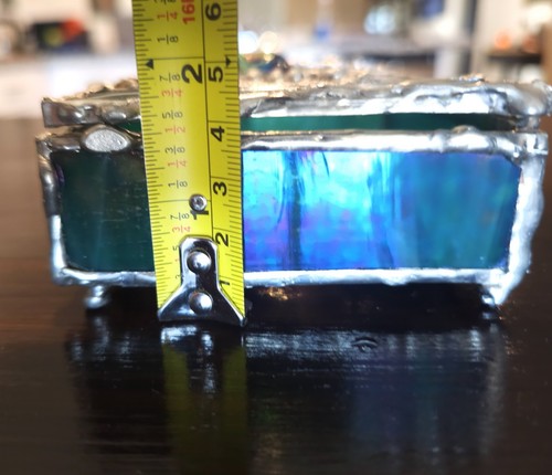 Stained Glass Trinket Box Sun Iridescent 5x4x2" Beautiful See Photos NICE RARE - Picture 19 of 20