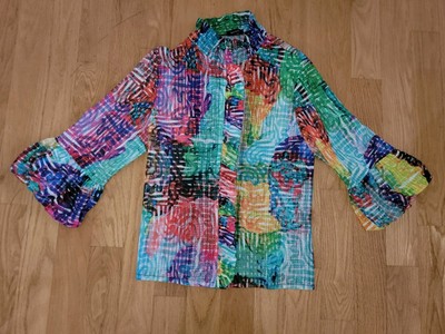 Damee Ruffle and Puffy Sleeve Jacket/Top Lightweight  Multicolor Women's Size 1X