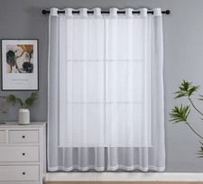 Sheer White Curtains 84 Inch Length, 52"W x 84"L Pack of 2 Optical White