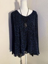 Laurie Felt Pleated Blue Black Leopard Print ...