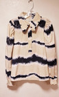 Blusa MUNTHE 36 Tresco Manga Abullonada Cuello Plisado Tie Dye Rayas Talla 40