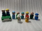 Vintage Fisher-Price Little People figures plastic & wood bodies with Car