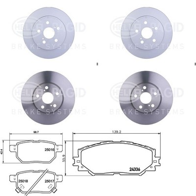 HELLA BREMSSCHEIBEN + BELÄGE VORNE + HINTEN passend für TOYOTA VERSO S + TREZIA