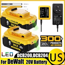 1/ 4X For DeWalt 20VOLT Max 8.0AH Lithium Battery/Charger DCB200 DCB206 DCB205