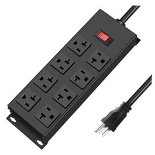 Heavy Duty 20 Amp Power Strip, Garage 16 Outlets Metal 12 Gauge Surge 6FT 8AC