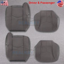 For 03-07 Chevy Silverado Driver & Passenger Bottom & Top Cloth Seat Cover Gray