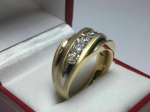 2CT Round Cut Lab Created Diamond Men's Wedding Band Ring 14K Yellow Gold Plated - Picture 5 of 6