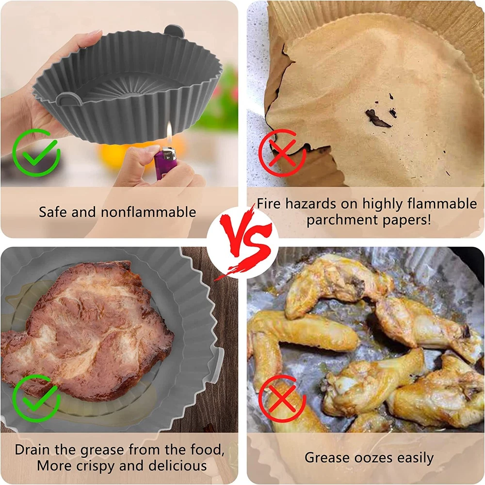 Air Fryer Pot Air Fryer Basket Linings Non-Stick Safe Silicone Oven Baking Tray Air Fryer Pot Air Fryer Basket Linings Non-Stick Safe Silicone Oven Baking Tray
