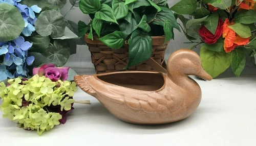 Frankoma Pottery Duck Planter-Brown-Sapulpa OK-#208 12"