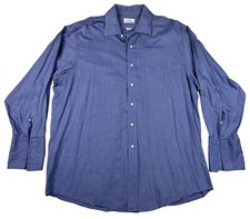 Brooks Brothers 346 Dress Shirt Men's 17-33 Blue French Cuff Long Sleeve Button