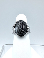 Sterling Silver Lace Agate Ring 12 x 16 mm Size 5.5 
