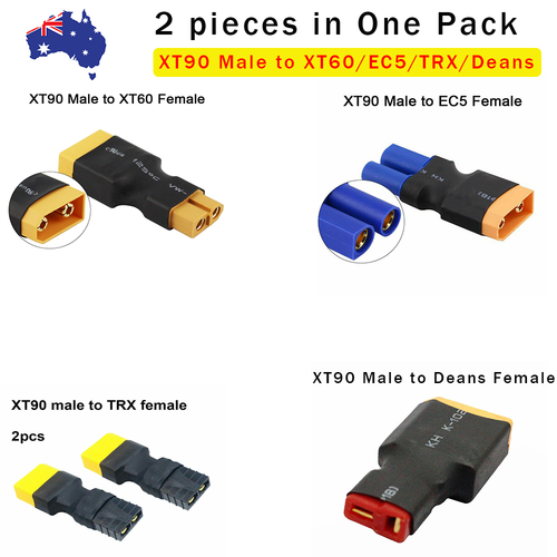 OliRC 2pcs Maschio XT90 a Femmina Deans T Plug connettore Adattatore con 14awg 2in Cavo(C100-2