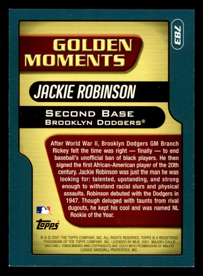 2001 Topps #783 Jackie Robinson GM (ref 235110) - Image 2 of 2
