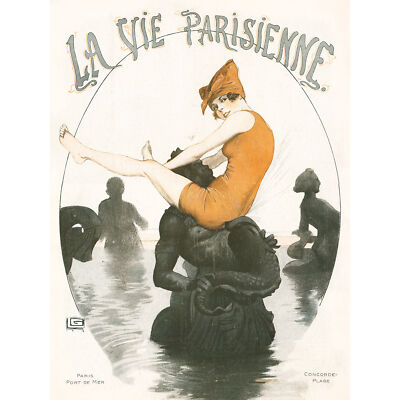 La Vie Parisienne Port Fontaine des Mers Magazine Cover Large Art Print 18X24 In