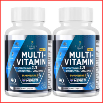 MULTIVITAMINS for Men 50 Plus Mental Brain Energy Bone 90ct 2 Pack THRIVYTHYSTLE