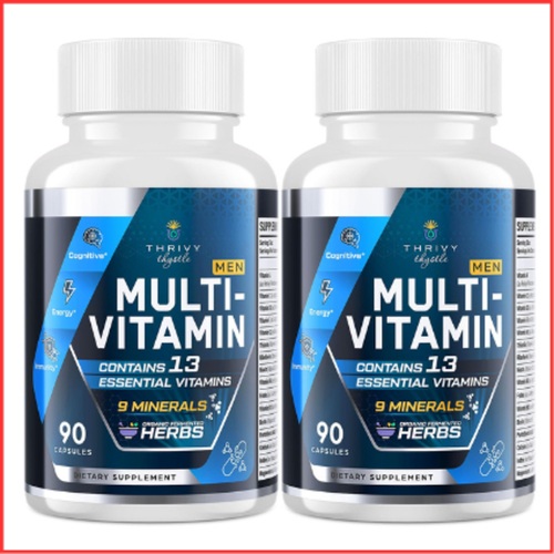 MULTIVITAMINS for Men 50 Plus Mental Brain Energy Bone 90ct 2 Pack THRIVYTHYSTLE