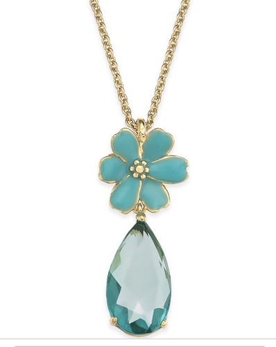 $68 Kate Spade Here comes sun mini blue floral drop necklace S65 - 第 1/6 張圖片