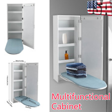 Foldable Wall Mount Ironing Board Cabinet Built in Swivel Board w/Mirror USA