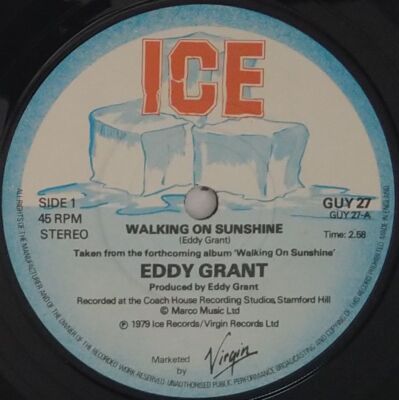 Eddy Grant Walking On Sunshine 7'' Single (1979) ICE GUY 27