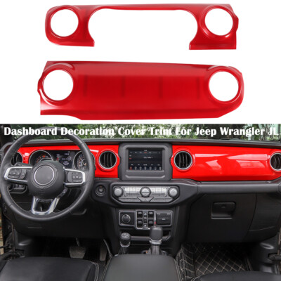 Red Center Console Dash Cover Overlay For Jeep Wrangler JL 2018-23 & Gladiator