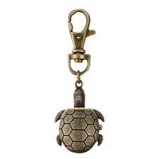 Turtle Shaped Bronze Pocket Watch Key Ring - New