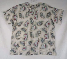 EWC Kokopelli Short Sleeve Scrub Top Size X-Large 6700PR 369O