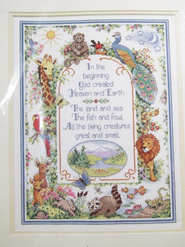 Dimensions Cross Stitch 3717 IN THE BEGINNING 11x14 “Creation” Sampler “Sealed” - Picture 5 of 5