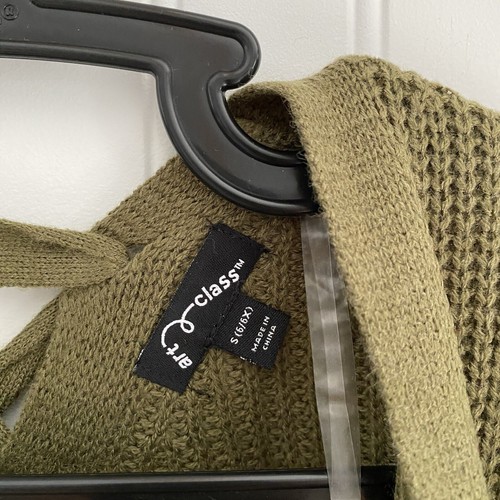 ART CLASS Girls Olive Green Cross Back Detailed Cardigan Jacket S (6/6X) NWT - Picture 2 of 5