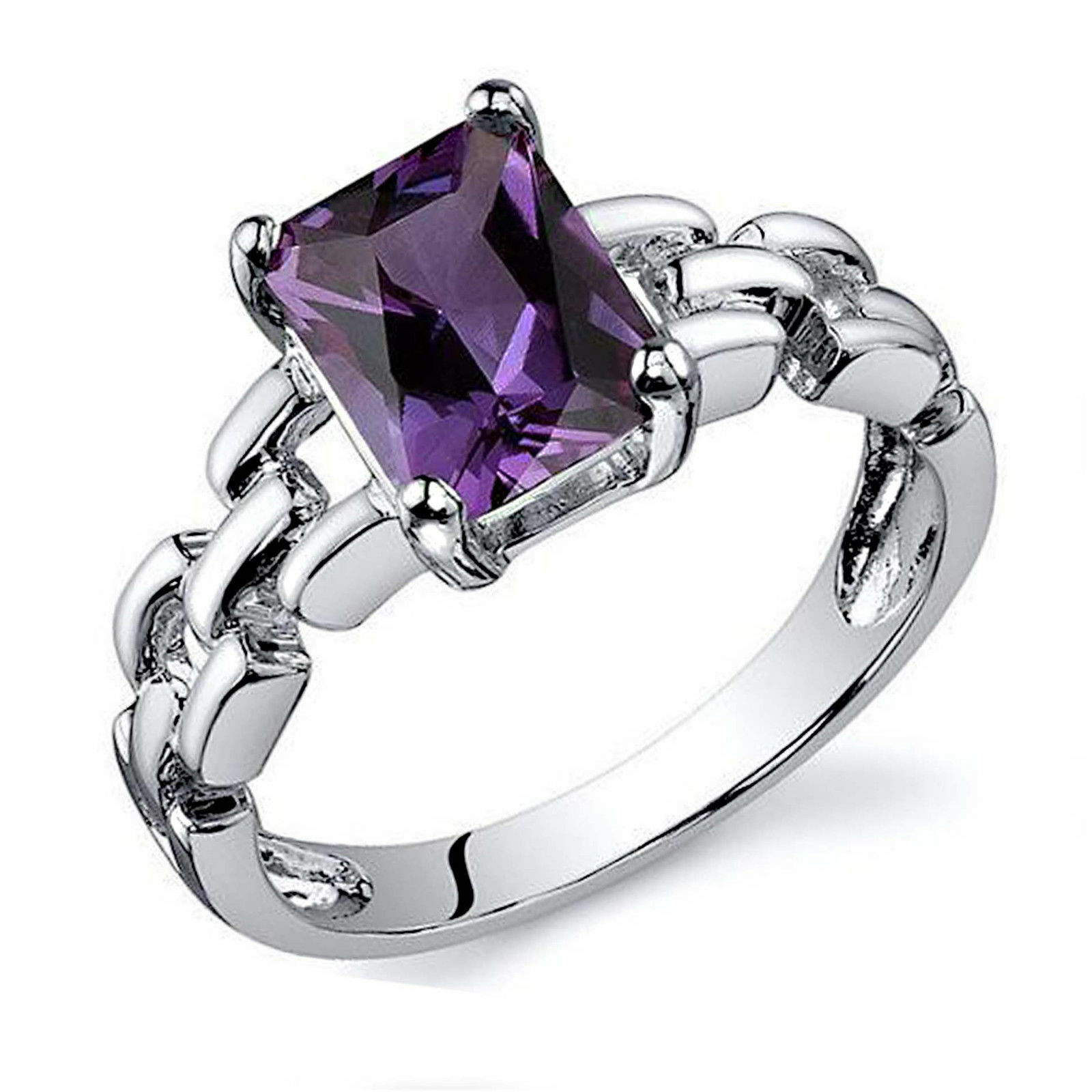 Solitaire Engagement Ring in 14K White Gold Plated Sterling Silver with Cubic Zirconia-image