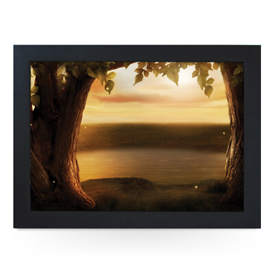 Neues Luxus Zuhause Premium gerahmtes Laptray - Natur - Sonnenuntergang Bäume