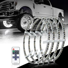 4pcs 14''/15.5''/17'' Quad Row White LED Car Truck Wheel Rings Rim Lights+Remote