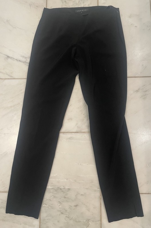 THEORY Womens Black Pants Size 0 side zip ankle length EUC