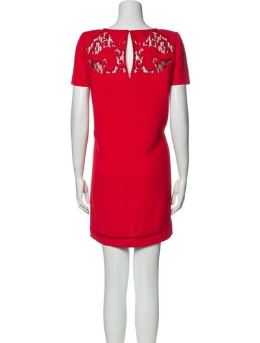 The Kooples Bateau Neckline Red Shift Dress sz S 6 Embroidered lace cut-outs. - 第 2/7 張圖片