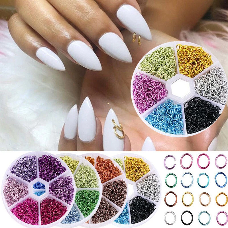 Nail Dangle Ring Mix Color Metal Alloy Nail Jewelry Piercing Decor