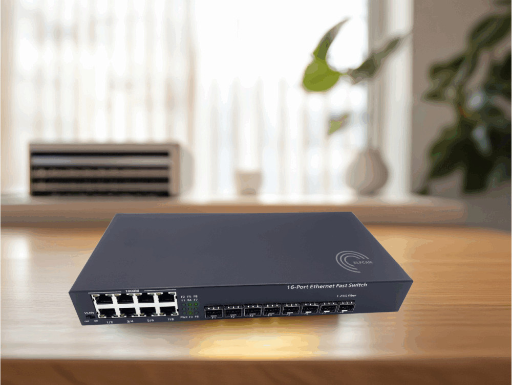 Switch Ethernet Gigabit 16 ports commutateur hybride 8 SFP fibre et 8 RJ45 cuivre
