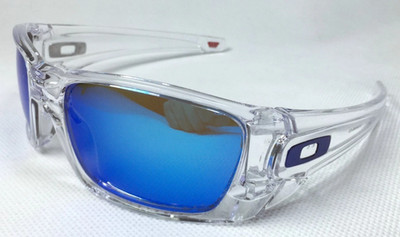 Oakley Fuel Cell Clear Sunglasses / Blue Polarized Lens / Blue Icons - OO9096-03