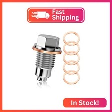 M12x1.25 Magnetic Oil Drain Plug Kit,Stainless Steel Oil Pan Drain Plug with 5PC