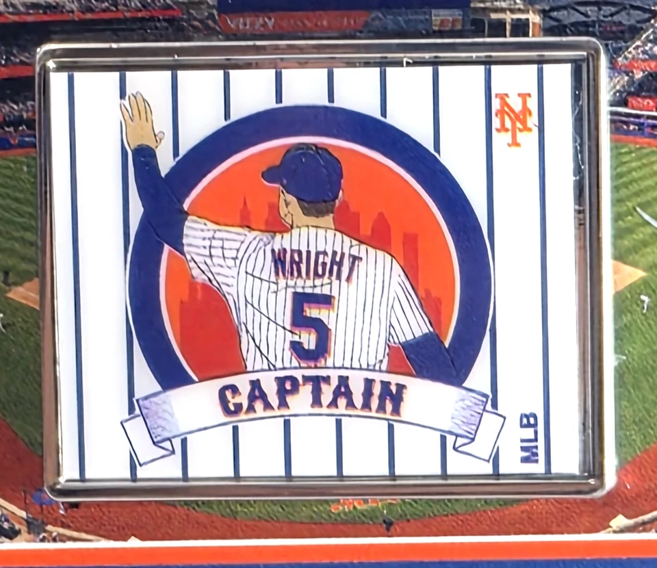 New York Mets David Wright Jersey Number #5 Retirement Captain Logo Pin NY - Image 2 of 2