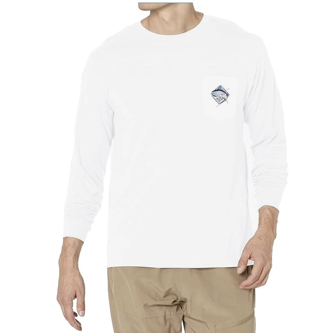 HUK Men's Standard Pocket Tee | Long Sleeved Fishing T-Shirt, Big Size M New