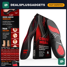 High Arch Support Insoles for Plantar Fasciitis, Men’s Comfort, 220+ lbs, Black