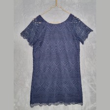 MADEWELL Navy Blue Lace Overlay Shift Mini Dress Size 0 Lined Art Deco Event