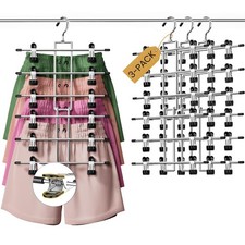 Skirt Pants Hangers with Clips Space Saving Hanging Closet Organizer 6 Tiers ...