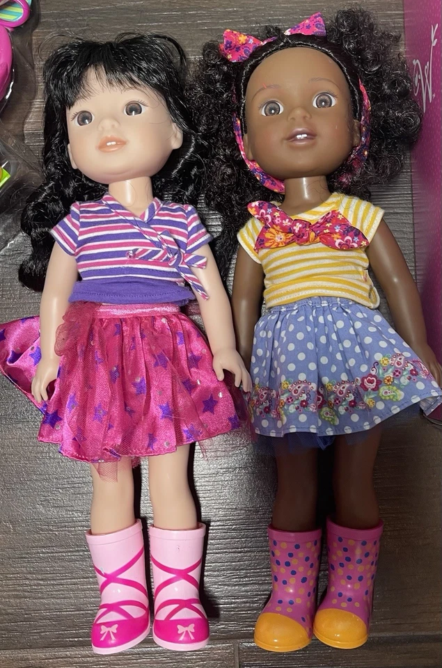 American Girl/Wellie Wishers Lot - Huge! Rabbit, Tea Set, Party Cart, 5 Dolls - Image 3 of 4