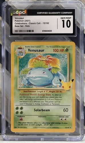 Venusaur #15 Base Set Holo 2021 Celebrations Classic Collection CGC 10 Mint