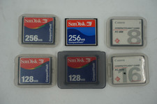 Lot of 6 Compact Flash CF Cards Sandisk Canon 256mb 128mb 16mb 8mb