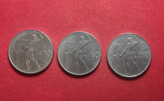 Repubblica Italiana lotto di 3 Monete da 50 Lire 1958 RARE SI PARTE DA 1€!!!