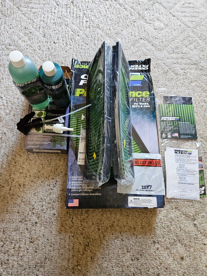 Green Filter USA P/N 2247 Engine Air Filters & Cleaning Kit P/N 2000 New Unused - Image 2 of 4