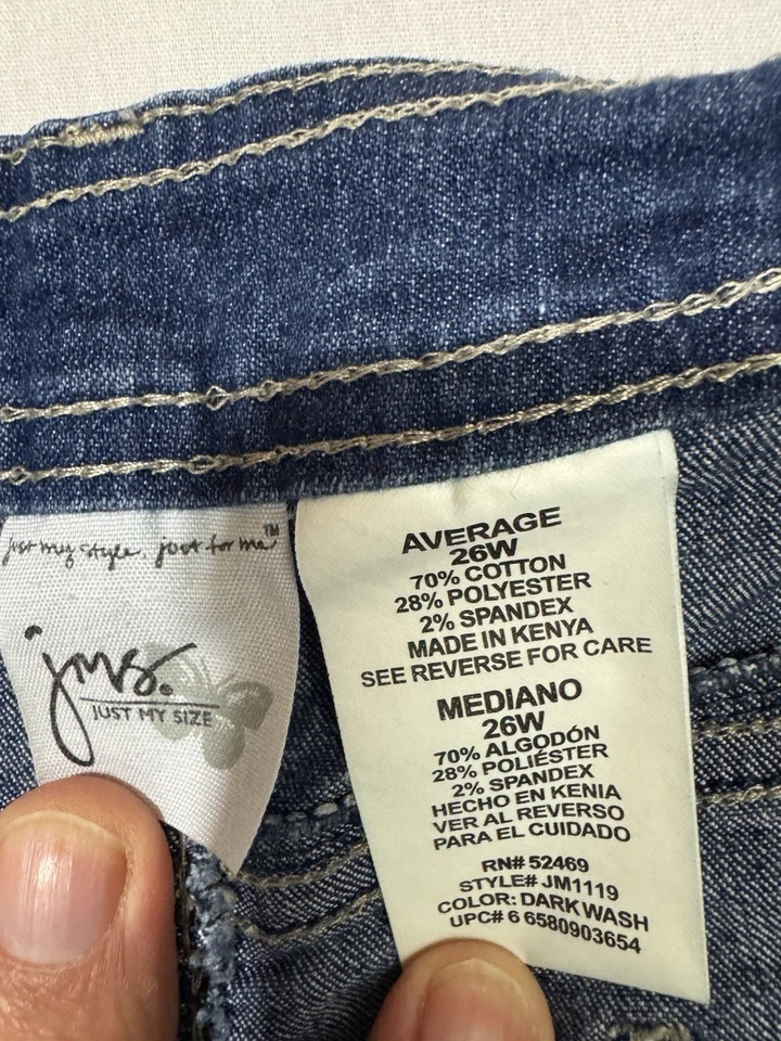 Bermuda jeans feminina JUST MY SIZE JMS plus size 26W jeans escura borboleta - Imagem 3 de 4